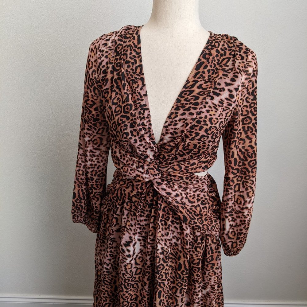 Anthropologie Ranna Gill Cutout Animal Print Midi Dress - Picture 9 of 11